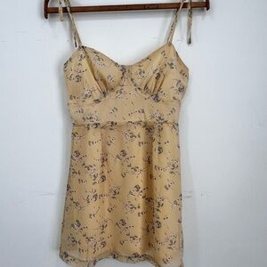 Princess Polly Cream Slip Dress with Purple Floral Print